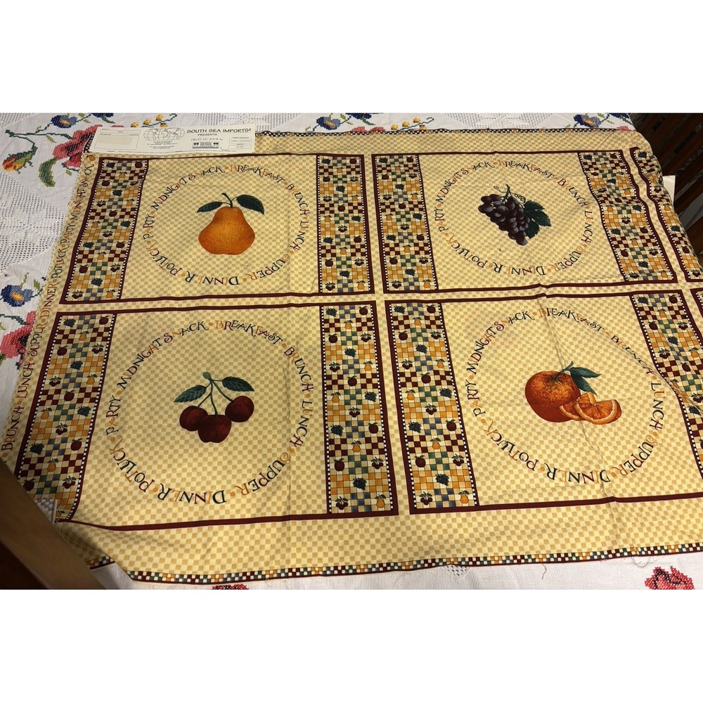 Debbie Mumm Fruit Du Jour Fabric Panel NWT 6 17" x 12" Squares Grapes Pear